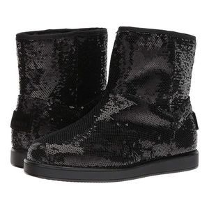 G by Guess Womens Asella Fabric Sequined Closed Black Toe Ankle Fashion Boots 6M